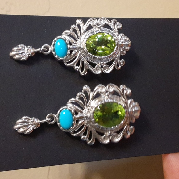Jewelry - 925 Genuine, Untreated Peridot and Sleeping Beauty Turquoise.  Bold.